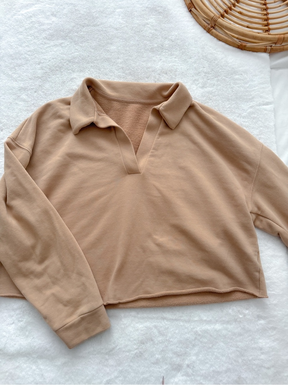 Vuori Sedona Polo Crop Sweatshirt Pullover Tan Brown vw290 - Picture 8 of 12